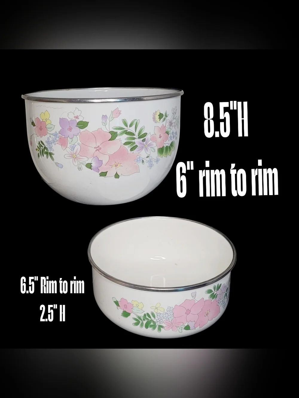 Corningware Pastel Floral Pattern By KOBE 2 Enamel Mixing Bowls